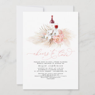 Pampas Grass wijnproeverij Roze Vrijgezellenfeest Kaart