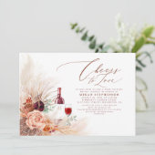 Pampas Grass Wine Tasting Terracotta Vrijgezellenf Kaart (Staand voorkant)