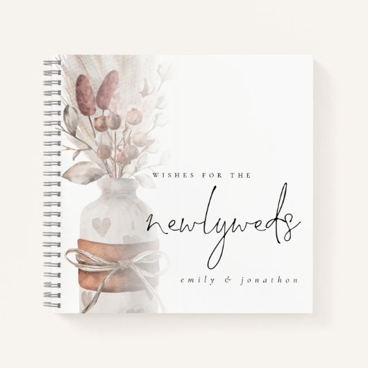 Pampas Grass Wishes for Pas getrouwd Guest Book Notitieboek (Voorkant)