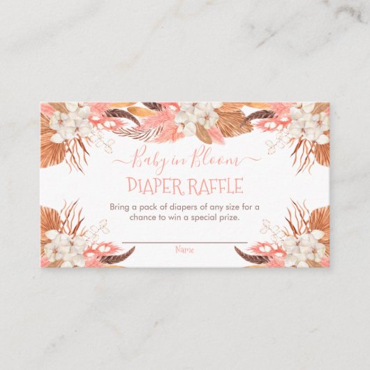 Pampas Grass | Wit-orchidee bloemen — luierspoelin Informatiekaartje (Voorkant)