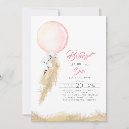 Pampas Grass Witte Orchideeën Ballon Exotische Ver Kaart (Voorkant)