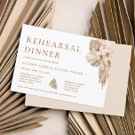 Pampas Grass Woding Roursal Dinner Kaart<br><div class="desc">Pampas Grass Boho Wedding Rehearsal Dinner voeg douanetekst aan de rug toe om het even welke extra informatie te verstrekken nodig voor uw gasten.</div>