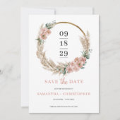 Pampas Grass Wreater Blush Roos Orchid Eucalyptus  Save The Date (Voorkant)