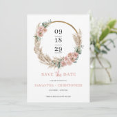 Pampas Grass Wreater Blush Roos Orchid Eucalyptus  Save The Date (Staand voorkant)