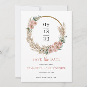 Pampas Grass Wreater Blush Roos Orchid Eucalyptus  Save The Date