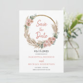 Pampas Grass Wreater Blush Roos Orchid Eucalyptus Save The Date (Staand voorkant)