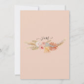 Pampas Grass Wreath Boho Tropical Pink Gold Floral Kaart (Achterkant)