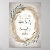 Pampas Grass Wreath Boho Wedding Welkomstteken Poster (Voorkant)