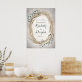 Pampas Grass Wreath Boho Wedding Welkomstteken Poster (Keuken)