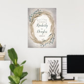 Pampas Grass Wreath Boho Wedding Welkomstteken Poster (Thuiskantoor)