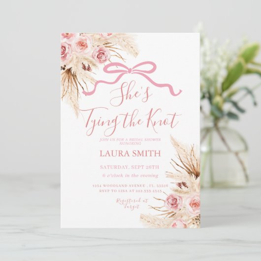 Pampas Grass Ze bindt het knoop Vrijgezellenfeest Kaart (Staand voorkant)