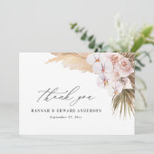 Pampas grast moderne botanische bohemische bruilof bedankkaart (Staand voorkant)