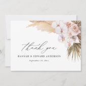 Pampas grast moderne botanische bohemische bruilof bedankkaart (Voorkant)