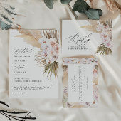 Pampas grast moderne botanische bohemische bruilof bedankkaart