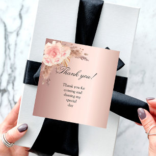 Pampas graszoet roos bedankt notitiekaartje