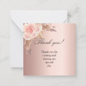Pampas graszoet roos bedankt notitiekaartje (Voorkant)
