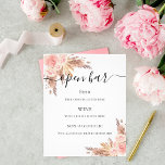 Pampas graszoet roos florale bar menu<br><div class="desc">Witte achtergrond. Gedecormeerd met roos goud en roze floralen,  rozen en pamapgras. Met de tekst: Open balk. Pas uw bar menu aan en voeg toe.</div>