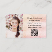 Pampas graszoet roze floralen QR-codnefoto Visitekaartje (Achterkant)