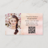 Pampas graszoet roze floralen QR-codnefoto Visitekaartje (Achterkant)
