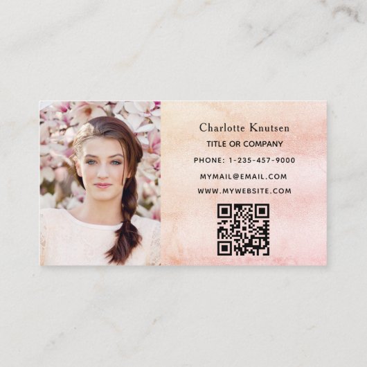 Pampas graszoet roze floralen QR-codnefoto Visitekaartje (Achterkant)