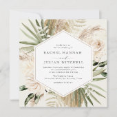 pampas greenery beige waterverf florale bruiloft kaart (Voorkant)