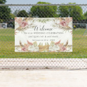 Pampas Greenery Blush Roze Bloemen Strand Huwelijk Spandoek (Insitu)