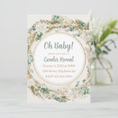 Pampas Greenery Neutral Tone Boho Gender Reveal Kaart (Staand voorkant)