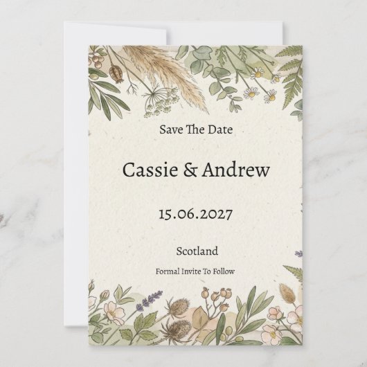 Pampas Groene Huwelijk Save The Date (Voorkant)
