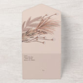 Pampas Handgetekende Boheemse Aardse Bruiloft All In One Uitnodiging (Buitenkant)