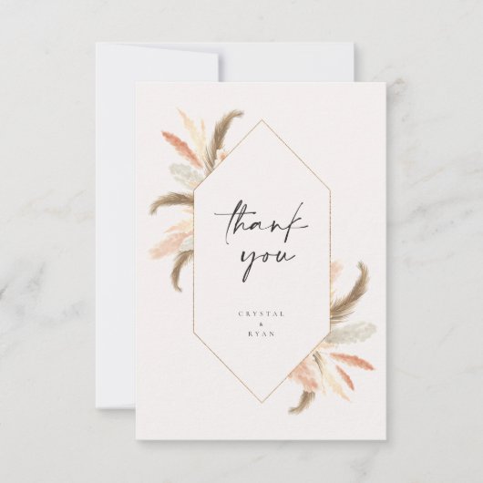 Pampas Hartelijk dank voor de Gold Crystal Wedding Bedankkaart (Voorkant)