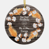 Pampas | Katoen onze eerste kerstman | Mrs. Foto Keramisch Ornament (Voorkant)