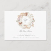 Pampas Krans Mos Sagegroen Monogram Elegant Informatiekaartje (Voorkant)