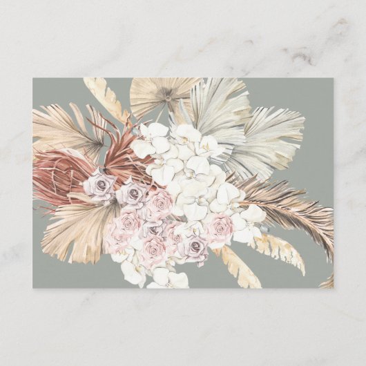 Pampas Krans Mos Sagegroen Monogram Elegant Informatiekaartje (Achterkant)