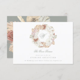 Pampas Krans Mos Sagegroen Monogram Elegant Informatiekaartje