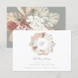 Pampas Krans Mos Salie Groene Monogram Elegant Informatiekaartje