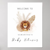 Pampas Lion baby shower uitnodiging Welkomstbord Poster (Voorkant)