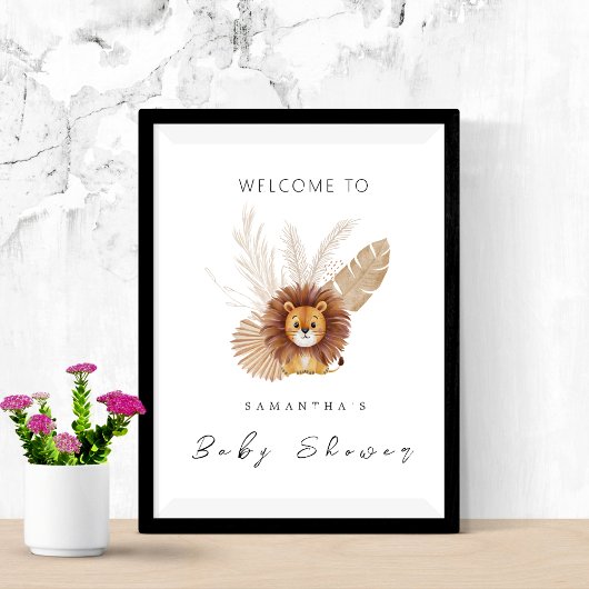 Pampas Lion baby shower uitnodiging Welkomstbord Poster