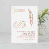 Pampas-logo Ampersand-huwelijksuitnodiging met rel Folie Uitnodiging (Staand Voorkant)