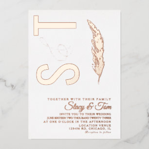 Pampas Logo Ampersand Wedding geperst Folie Uitnodiging
