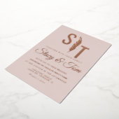 Pampas Logo Weddenschap geperst Blush Folie Uitnodiging (Gedraaid)