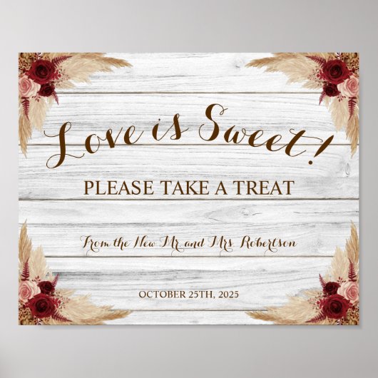 Pampas Love is Sweet Bruiloft Bridal Shower Trouwp Poster (Voorkant)