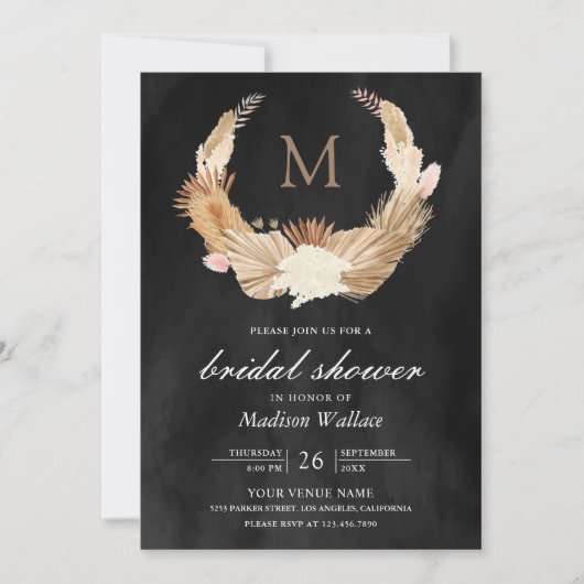 Pampas met groot, gedroogd palmzwart Vrijgezellenf Kaart (Voorkant)