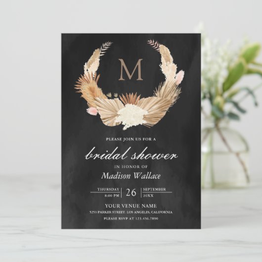 Pampas met groot, gedroogd palmzwart Vrijgezellenf Kaart (Staand voorkant)