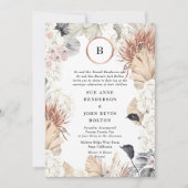 Pampas Modern Lijst | Monogram goudolie | wit Kaart (Voorkant)