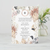 Pampas Modern Lijst | Monogram goudolie | wit Kaart (Staand voorkant)