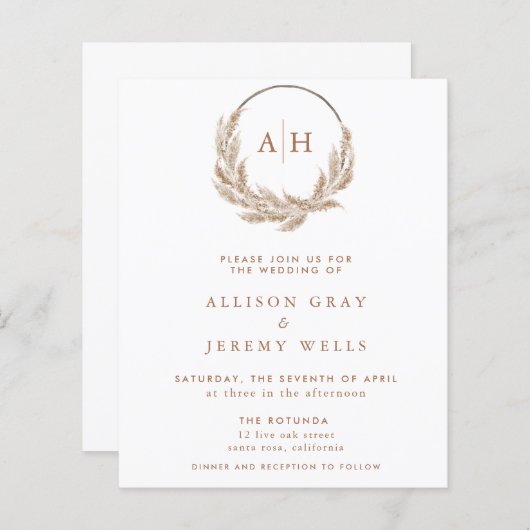 Pampas Monogram Weddenschap (Voorkant / Achterkant)