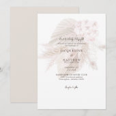 Pampas Muted Pink Floral Bride Parents Wedding Kaart (Voorkant / Achterkant)