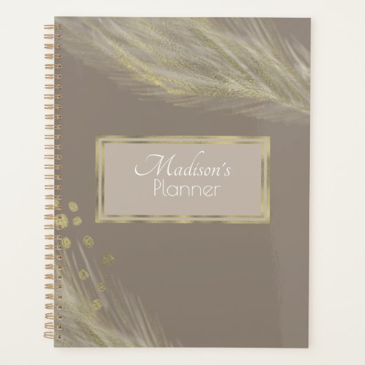 Pampas Natuurlijk Elegant Modern Goud Planner (Voorkant)