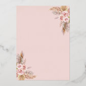 Pampas Navy Dusty Pink Vrijgezellenfeest Roos Gold Folie Uitnodiging (Achterkant)