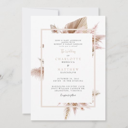 Pampas Neutral Wedding Kaart (Voorkant)